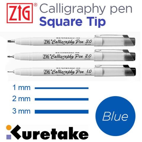 Bút Zig Calligraphy Pen, đầu Square, Blue