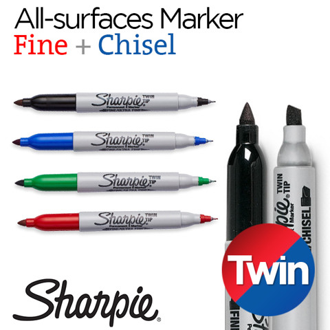 Bút vẽ trên nhiều chất liệu Sharpie Super Twin, nét Fine + Chisel