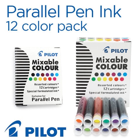 Mực nạp cho bút Pilot Parallel, hộp 12 màu đủ loại