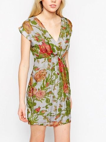 Traffic People Silk Flatter Me Dress in Meadow Floral Print