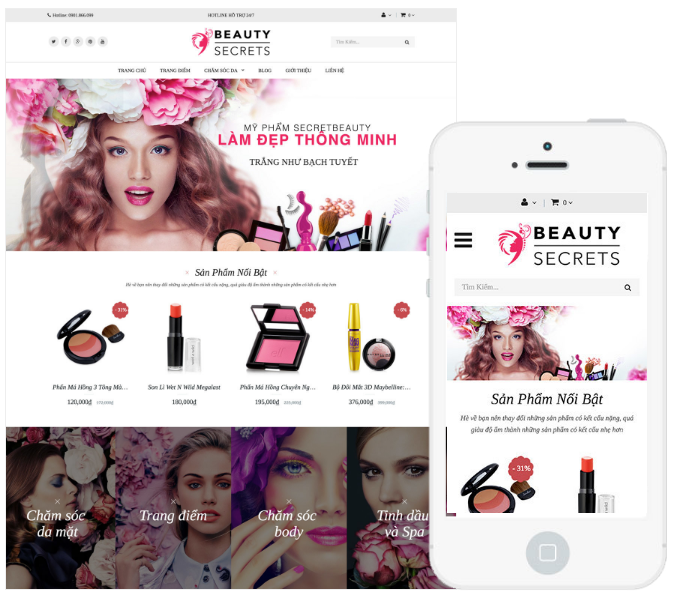 Giao diện website mỹ phẩm đẹp cho kinh doanh online