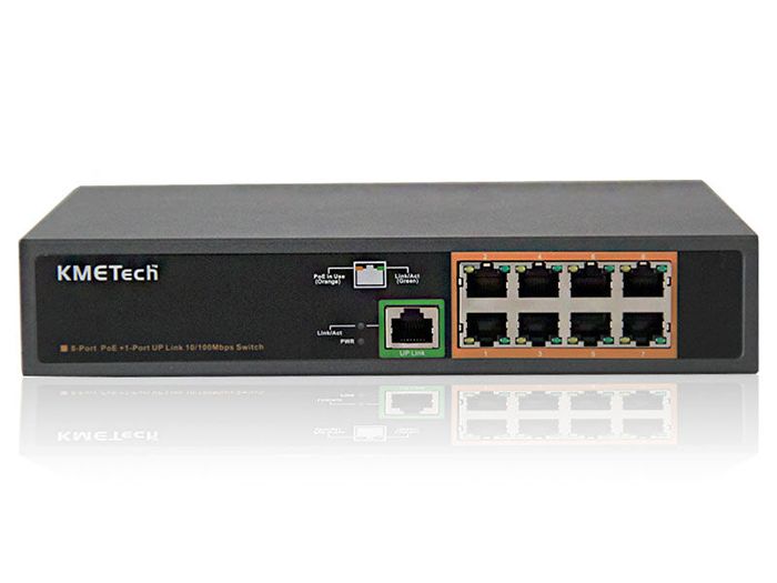  Switch cấp nguồn POE 8 cổng 100Mbps 54V 150W IEEE802.3af at KMEtech PSE908FR 