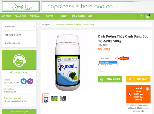 dinh dưỡng thủy canh tc-mobi 500g