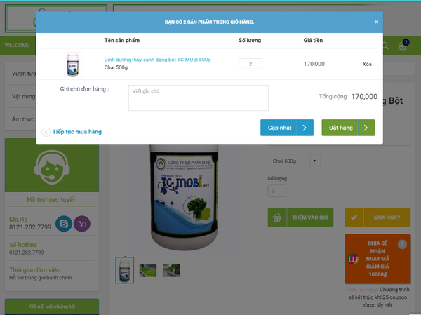 dinh dưỡng thủy canh tc-mobi 500g