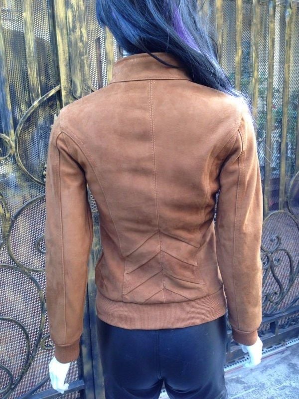 áo da nữ da cừu lộn cao cấp AKD002