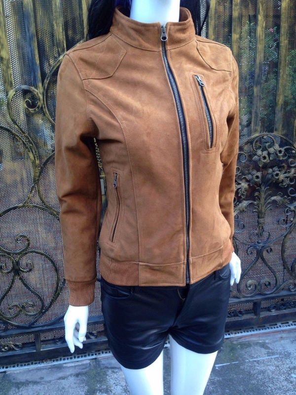 áo da nữ da cừu lộn cao cấp AKD002