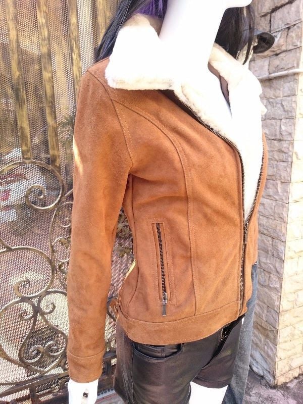 Áo nữ da cừu lộn cao cấp AKD011