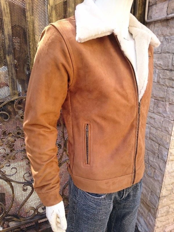 Áo nam da cừu lộn lót lông cừu cao cấp AKD132