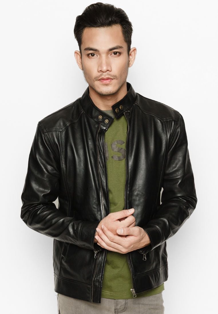 Áo Da Cừu Nam Màu Đen AKD147