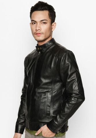 Áo Da Cừu Nam Màu Đen AKD147