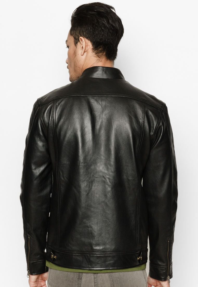 Áo Da Cừu Nam Màu Đen AKD147