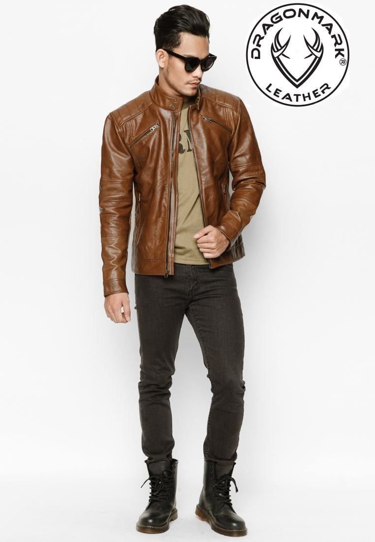 Áo Da Nam Hàng Hiệu - Áo Da Bò Thật AKD158