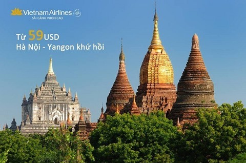 Chỉ từ 59 USD có ngay vé máy bay khứ hồi Hà Nội – Yangon (Myanmar) của Vietnam Airlines!