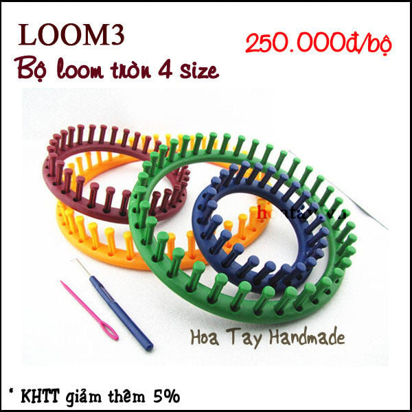 Bộ Loom tròn 4 size - Bộ loom đan len - Knitting Loom