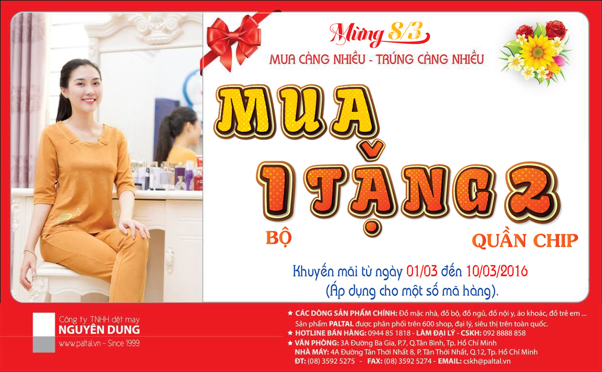 PALTAL Khuyến mãi Quốc Tế Phụ Nữ 08-03 hấp dẫn tại miền Bắc PALTAL Khuyến mãi Quốc Tế Phụ Nữ 08-03 hấp dẫn tại miền Bắc