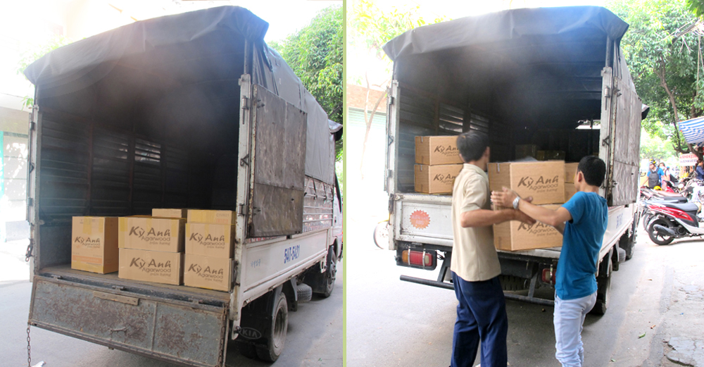 Nhang trầm Kỳ Anh giao hàng đến nhà phân phối Lian An -  Quảng Châu