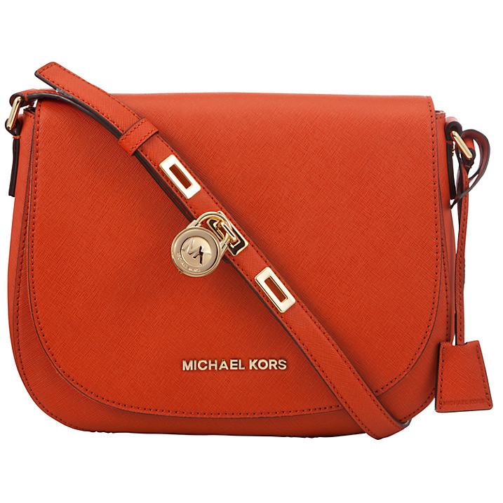 Michael Kors Orange Saffiano Leather Mini Selma Crossbody Bag Michael Kors   TLC