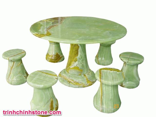 Bộ bàn ghế đá tròn mầu xanh ngọc tuyệt đẹp, đá mỹ nghệ non nước ...