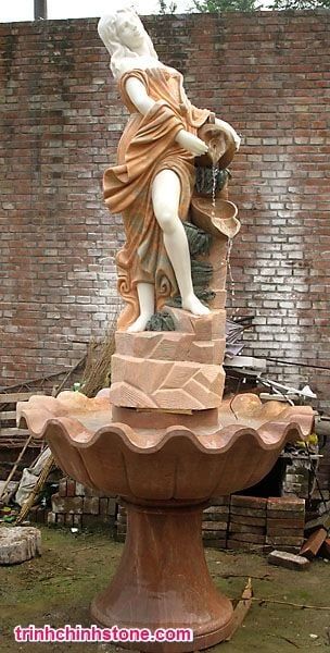 đài phun nước tượng đá cô gái