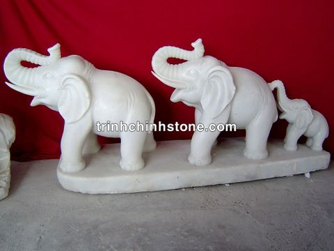 tượng voi đá cẩm thạch trắng mỹ nghệ non nước