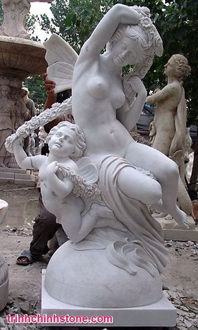 tượng đá cô gái thiên thần khỏa thân, đá mỹ nghệ non nước