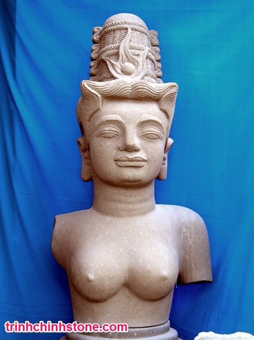 tượng đá nữ thần chăm pa (champa) điêu khắc đá mỹ nghệ non nước