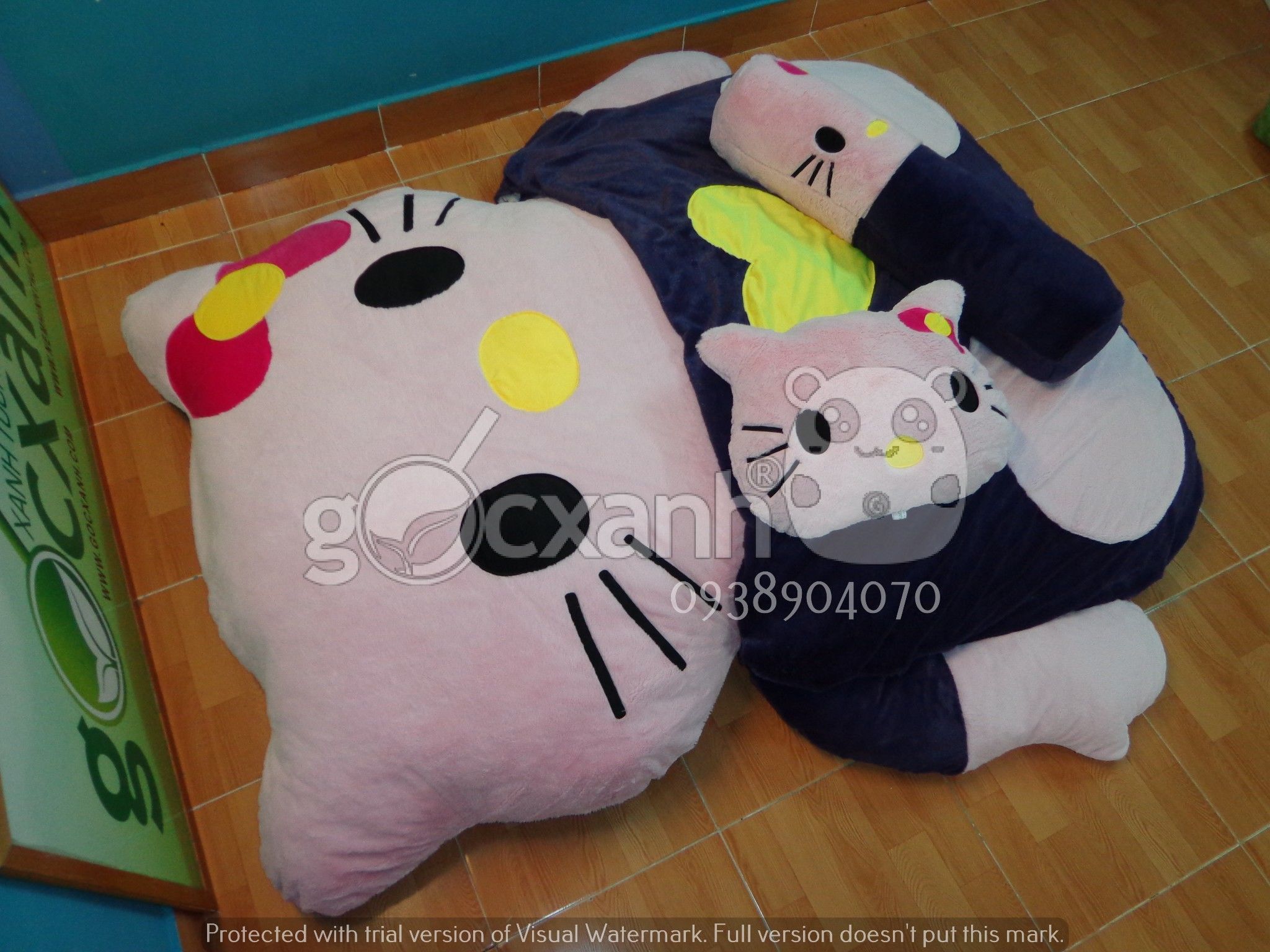 Nệm Hello Kitty màu tím than - hồng (1.6 x 2.1m)