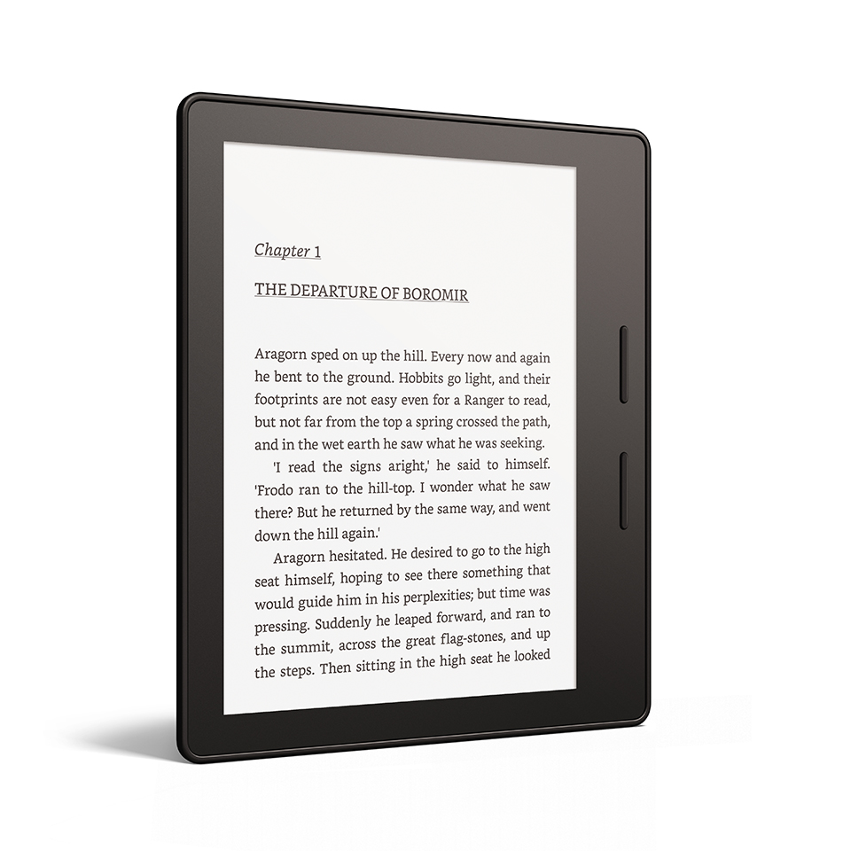 Kindle Oasis: máy Kindle nhẹ nhất, mỏng nhất, pin lâu nhất (vài tháng), giá mắc nhất (290 USD)