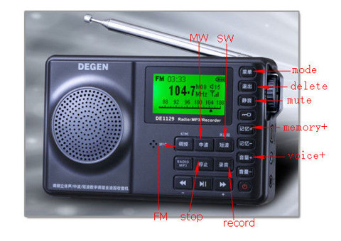 Radio DEGEN DE-1129 ( digital tuning + đọc nhạc MP3)