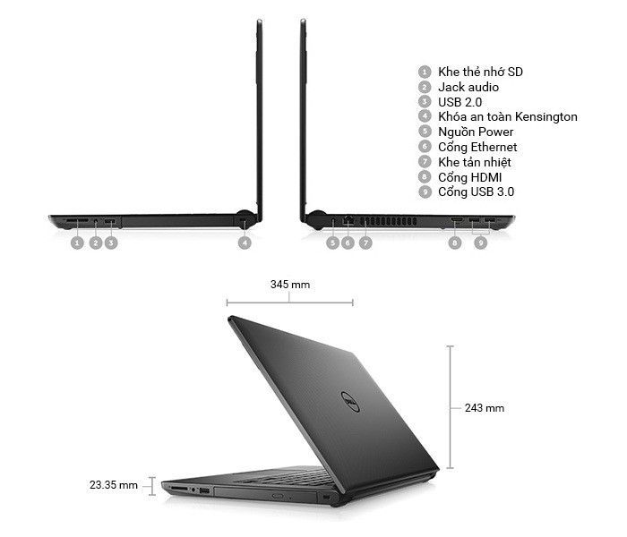 Dell Inspiron 3467 dễ dàng kết nối các thiết bị ngoại vi 