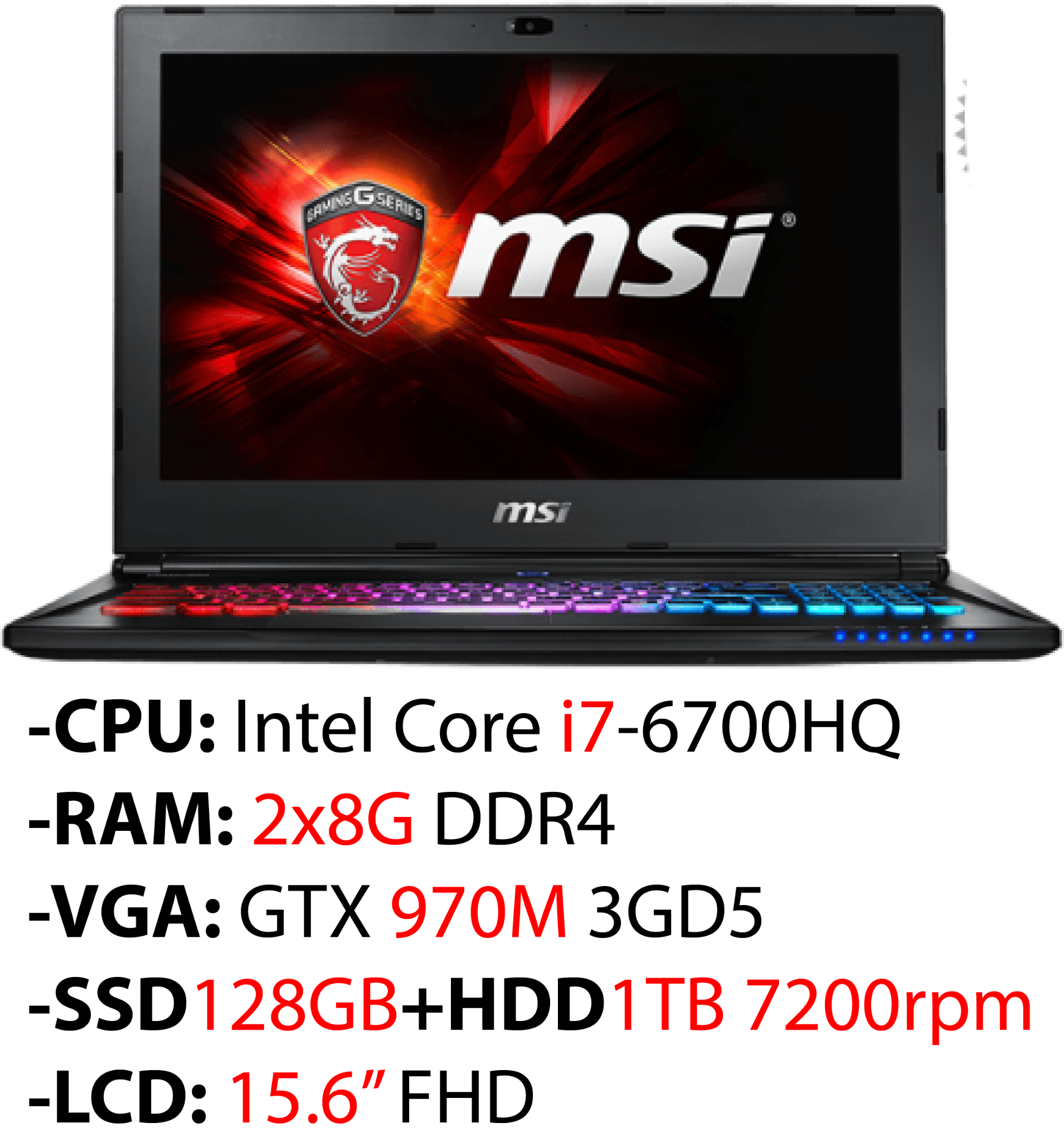 Laptop Gaming MSI GS60 Ghost Pro 6QE 415XVN