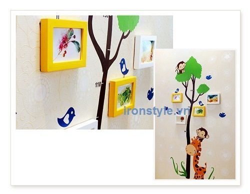Bộ 4 khung kèm decal thiếu nhi cây xanh
