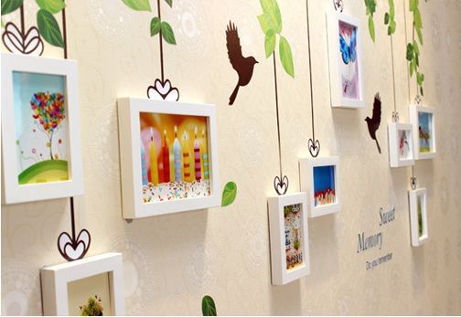 Bộ 9 khung hình decal lá xanh