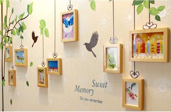 Bộ 9 khung hình decal lá xanh