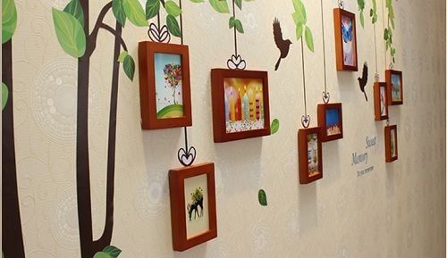 Bộ 9 khung hình decal lá xanh