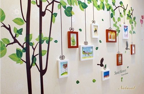 Bộ 9 khung hình decal lá xanh