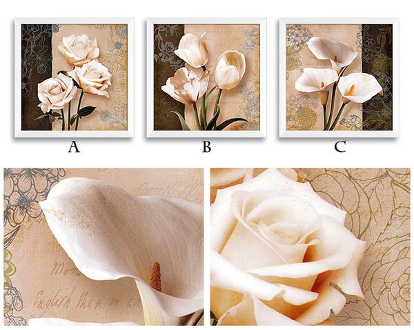 Bộ tranh treo tường hoa cổ điển 3 bức