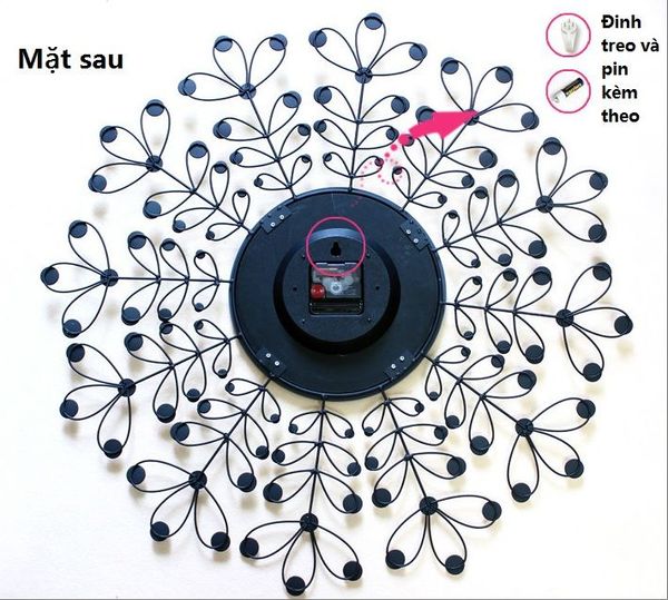 Đồng hồ treo tường đính đá 08