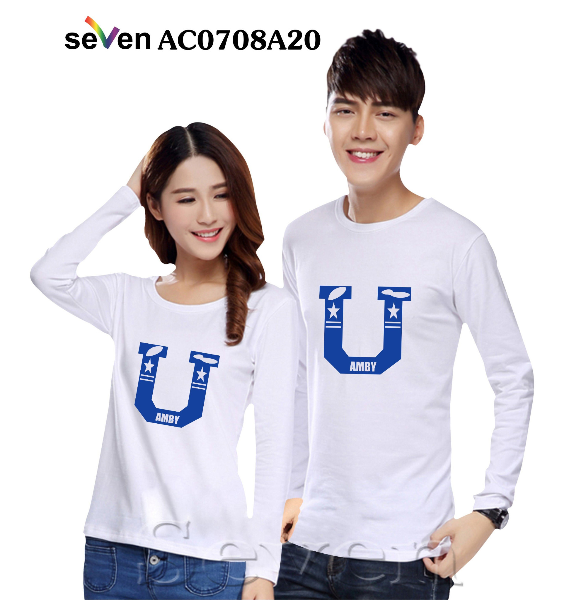áo đôi tay dài màu trắng