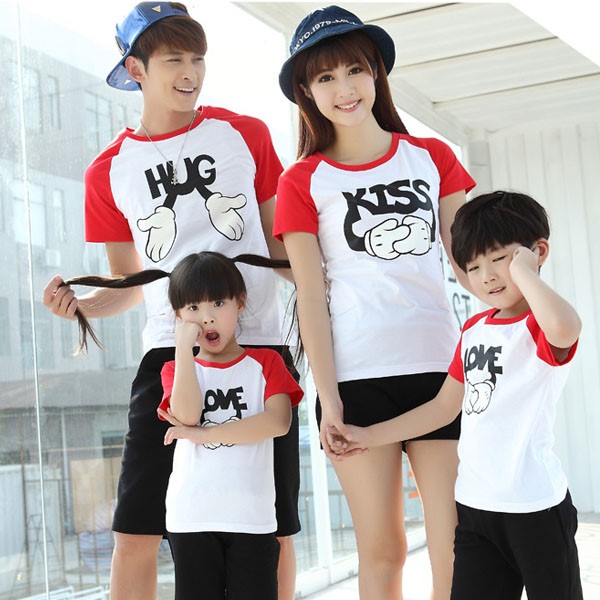 áo thun gia đình raglan họa tiết dễ thương