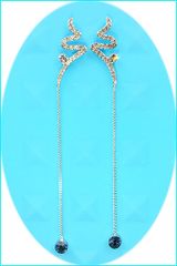  Bông Tai Tua Rua Zic Zac Pha Lê xanh bích & Trắng 