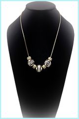  Dây Chuyền Ngắn - 3 Quả Cầu Màu Vàng Đồng Pha Lê Trắng 