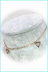  Lắc Chân Titan Cao Cấp - Tam Giác Màu Vàng Hồng & Pha Lê (AA) 