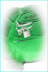  Nhẫn Cỏ 4 Lá May Mắn & Ổ Khoá Tình Yêu Pha Lê Trắng 