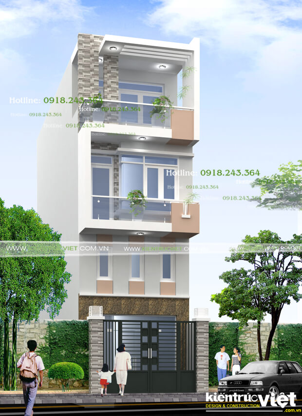 Thiết kế nhà nhỏ xinh 4mx16m có lửng 1016 - Thiết kế nhà nhỏ xinh 4mx16m có lửng