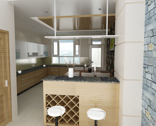 phòng bếp Nhà phố lệch tầng mặt tiền 5m