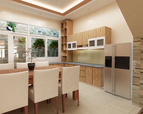 phòng bếp nhà phố 5m 4 tầng quận 3