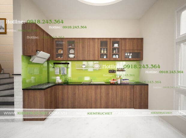 phòng bếp phòng khách nhà phố 4mx16m 3 tầng