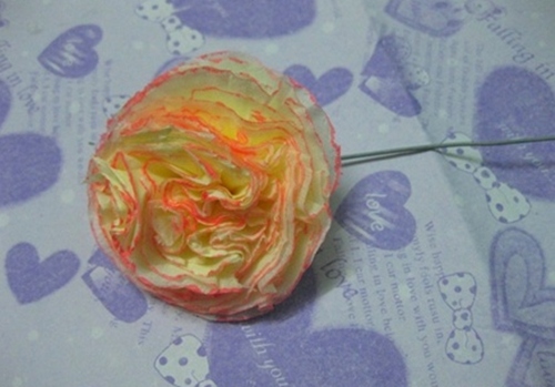 cách làm hoa hồng bằng giấy ăn