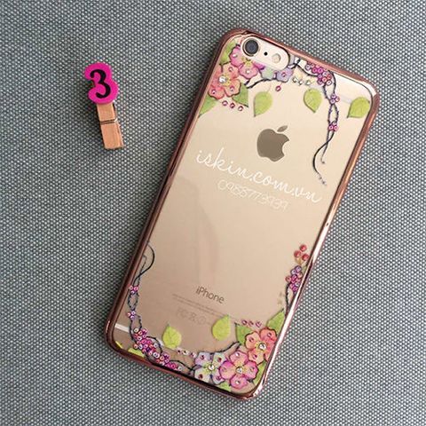 Ốp lưng Iphone 6/6s Plus Casecube silicon dẻo, hoa văn, viền rose gold (vàng hồng)